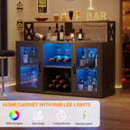 Meuble Bar à Vins avec Porte-Bouteilles, Meuble Bar à Café Moderne avec Étagère de Rangement, Meuble Bar à Spiritueux, Buffet de Rangement pour Cuisine