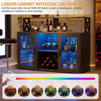 Meuble Bar à Vins avec Porte-Bouteilles, Meuble Bar à Café Moderne avec Étagère de Rangement, Meuble Bar à Spiritueux, Buffet de Rangement pour Cuisine