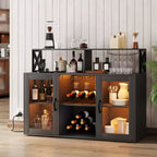 Meuble Bar à Vins avec Porte-Bouteilles, Meuble Bar à Café Moderne avec Étagère de Rangement, Meuble Bar à Spiritueux, Buffet de Rangement pour Cuisine