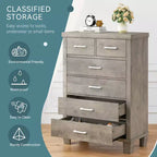 Commode de chambre à 6 tiroirs, commode haute grise de 45 pouces avec rangement, grande commode pour placard, armoire de rangement en bois pour entrée