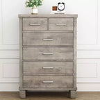 Commode de chambre à 6 tiroirs, commode haute grise de 45 pouces avec rangement, grande commode pour placard, armoire de rangement en bois pour entrée