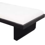 Banc en tissu chenille, design moderne du milieu du siècle avec plateau coulissant en bois amovible