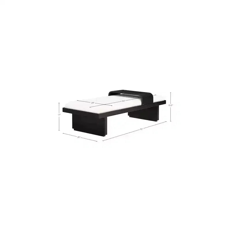 Banc en tissu chenille, design moderne du milieu du siècle avec plateau coulissant en bois amovible