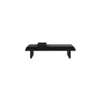 Banc en tissu chenille, design moderne du milieu du siècle avec plateau coulissant en bois amovible