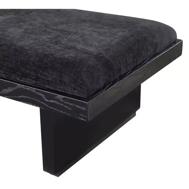 Banc en tissu chenille, design moderne du milieu du siècle avec plateau coulissant en bois amovible