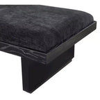 Banc en tissu chenille, design moderne du milieu du siècle avec plateau coulissant en bois amovible