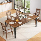 Table de salle à manger de ferme 78,7" pour 6 à 8 personnes - Table de cuisine industrielle avec cadre en métal et coins biseautés, pour salle à manger, petits espaces