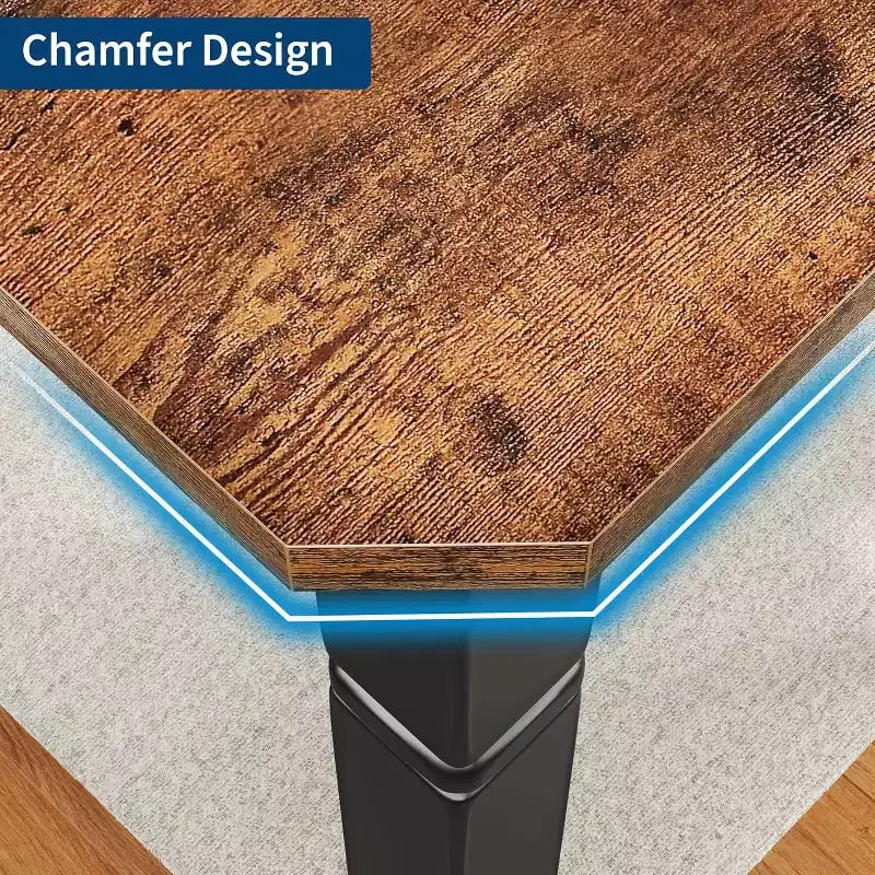 Table de salle à manger de ferme 78,7" pour 6 à 8 personnes - Table de cuisine industrielle avec cadre en métal et coins biseautés, pour salle à manger, petits espaces