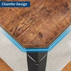 Table de salle à manger de ferme 78,7" pour 6 à 8 personnes - Table de cuisine industrielle avec cadre en métal et coins biseautés, pour salle à manger, petits espaces