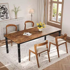 Table de salle à manger de ferme 78,7" pour 6 à 8 personnes - Table de cuisine industrielle avec cadre en métal et coins biseautés, pour salle à manger, petits espaces
