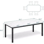Table de salle à manger de ferme 78,7" pour 6 à 8 personnes - Table de cuisine industrielle avec cadre en métal et coins biseautés, pour salle à manger, petits espaces