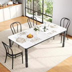 Table de salle à manger de ferme 78,7" pour 6 à 8 personnes - Table de cuisine industrielle avec cadre en métal et coins biseautés, pour salle à manger, petits espaces
