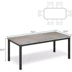 Table de salle à manger de ferme 78,7" pour 6 à 8 personnes - Table de cuisine industrielle avec cadre en métal et coins biseautés, pour salle à manger, petits espaces