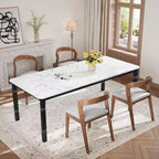 Table de salle à manger de ferme 78,7" pour 6 à 8 personnes - Table de cuisine industrielle avec cadre en métal et coins biseautés, pour salle à manger, petits espaces