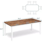 Table de salle à manger de ferme 78,7" pour 6 à 8 personnes - Table de cuisine industrielle avec cadre en métal et coins biseautés, pour salle à manger, petits espaces