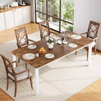 Table de salle à manger de ferme 78,7" pour 6 à 8 personnes - Table de cuisine industrielle avec cadre en métal et coins biseautés, pour salle à manger, petits espaces