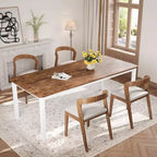 Table de salle à manger de ferme 78,7" pour 6 à 8 personnes - Table de cuisine industrielle avec cadre en métal et coins biseautés, pour salle à manger, petits espaces