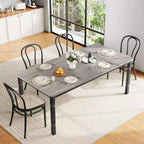 Table de salle à manger de ferme 78,7" pour 6 à 8 personnes - Table de cuisine industrielle avec cadre en métal et coins biseautés, pour salle à manger, petits espaces