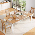 Table de salle à manger de ferme 78,7" pour 6 à 8 personnes - Table de cuisine industrielle avec cadre en métal et coins biseautés, pour salle à manger, petits espaces