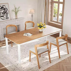 Table de salle à manger de ferme 78,7" pour 6 à 8 personnes - Table de cuisine industrielle avec cadre en métal et coins biseautés, pour salle à manger, petits espaces