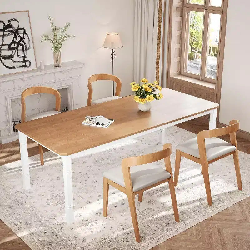 Table de salle à manger de ferme 78,7" pour 6 à 8 personnes - Table de cuisine industrielle avec cadre en métal et coins biseautés, pour salle à manger, petits espaces