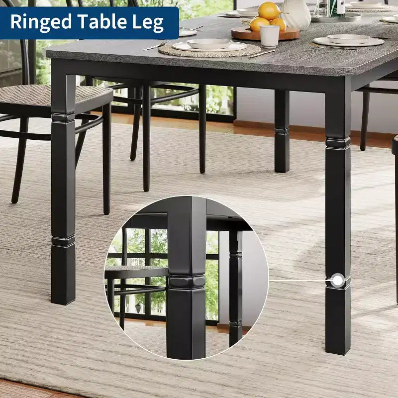 Table de salle à manger de ferme 78,7" pour 6 à 8 personnes - Table de cuisine industrielle avec cadre en métal et coins biseautés, pour salle à manger, petits espaces