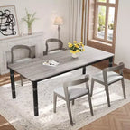 Table de salle à manger de ferme 78,7" pour 6 à 8 personnes - Table de cuisine industrielle avec cadre en métal et coins biseautés, pour salle à manger, petits espaces