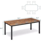 Table de salle à manger de ferme 78,7" pour 6 à 8 personnes - Table de cuisine industrielle avec cadre en métal et coins biseautés, pour salle à manger, petits espaces