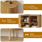 Bahut à portes coulissantes cannelées de 120 cm, Meuble de rangement moderne en bois avec étagères réglables, pour salon, cuisine, salle à manger