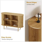 Bahut à portes coulissantes cannelées de 120 cm, Meuble de rangement moderne en bois avec étagères réglables, pour salon, cuisine, salle à manger
