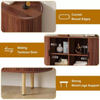 Bahut à portes coulissantes cannelées de 120 cm, Meuble de rangement moderne en bois avec étagères réglables, pour salon, cuisine, salle à manger