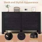 Commode à 6 tiroirs pour chambre à coucher, commode de placard avec poignées robustes, meuble de rangement en bois pour salon, chambre de bébé, entrée