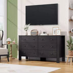 Commode à 6 tiroirs pour chambre à coucher, commode de placard avec poignées robustes, meuble de rangement en bois pour salon, chambre de bébé, entrée