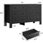 Commode à 6 tiroirs pour chambre à coucher, commode de placard avec poignées robustes, meuble de rangement en bois pour salon, chambre de bébé, entrée