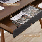 Bureau informatique 109 cm, petite table d'écriture de bureau - Bureau de travail moderne et simple avec tiroir et rangement ouvert, blanc pour chambre à coucher