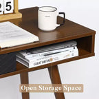 Bureau informatique 109 cm, petite table d'écriture de bureau - Bureau de travail moderne et simple avec tiroir et rangement ouvert, blanc pour chambre à coucher