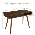 Bureau informatique 109 cm, petite table d'écriture de bureau - Bureau de travail moderne et simple avec tiroir et rangement ouvert, blanc pour chambre à coucher