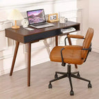 Bureau informatique 109 cm, petite table d'écriture de bureau - Bureau de travail moderne et simple avec tiroir et rangement ouvert, blanc pour chambre à coucher