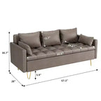 Canapé 3 places de 170 cm avec rangement sous l'assise, style moderne du milieu du siècle avec accoudoirs confortables et 5 coussins