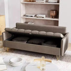 Canapé 3 places de 170 cm avec rangement sous l'assise, style moderne du milieu du siècle avec accoudoirs confortables et 5 coussins