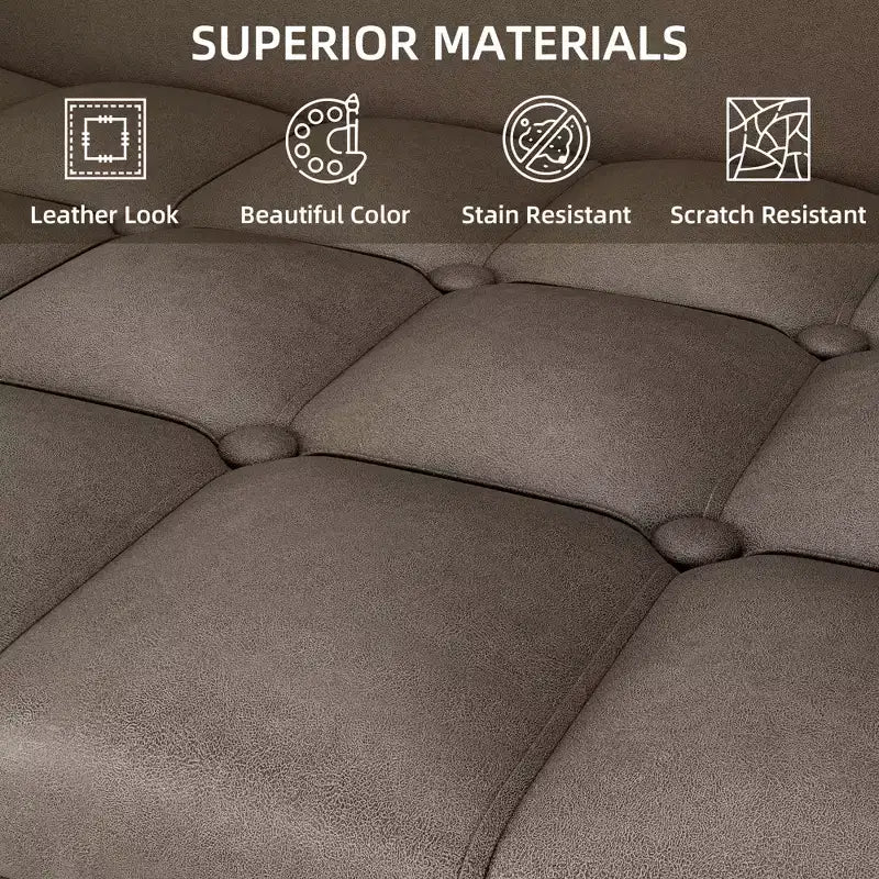 Canapé 3 places de 170 cm avec rangement sous l'assise, style moderne du milieu du siècle avec accoudoirs confortables et 5 coussins
