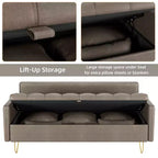 Canapé 3 places de 170 cm avec rangement sous l'assise, style moderne du milieu du siècle avec accoudoirs confortables et 5 coussins