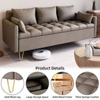 Canapé 3 places de 170 cm avec rangement sous l'assise, style moderne du milieu du siècle avec accoudoirs confortables et 5 coussins