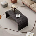 Table basse au design Art Déco incurvé pour salon ou salle à manger, noir antique