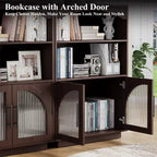 Bibliothèque de 117 cm avec portes, bibliothèque noire avec porte vitrée, petite bibliothèque à 3 étagères
