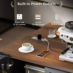 Îlot de cuisine roulant de style ferme de 138,4 cm avec prise électrique, étagère de rangement, rabat et porte-épices