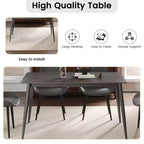 Table de salle à manger moderne de 55 po avec pieds en métal pour 6 personnes, table de cuisine en pierre artificielle pour salle à manger