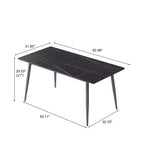 Table de salle à manger moderne de 55 po avec pieds en métal pour 6 personnes, table de cuisine en pierre artificielle pour salle à manger