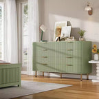 Commode à 8 tiroirs pour chambre à coucher, commode moderne cannelée de 137 cm de large avec tiroirs profonds, commode en bois pour salon, couloir, chambre d'enfant