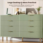 Commode à 8 tiroirs pour chambre à coucher, commode moderne cannelée de 137 cm de large avec tiroirs profonds, commode en bois pour salon, couloir, chambre d'enfant